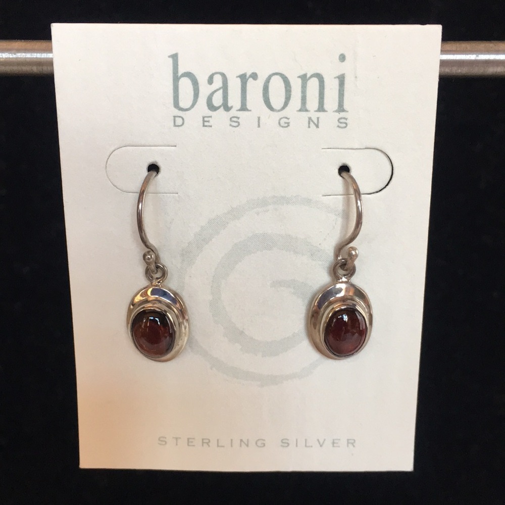 Baroni Sterling Silver and Garnet Earrings